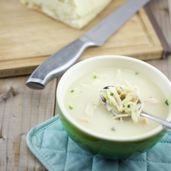 Avgolemono Soup | Greek Egg Lemon soup. A delicious and hearty soup made with rice and chicken.