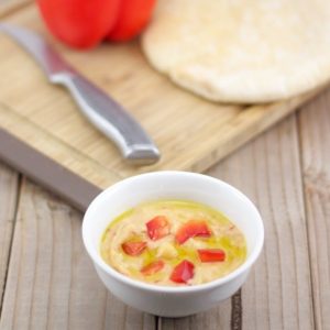 red pepper hummus with pita