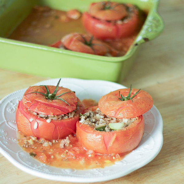 Greek Stuffed Tomatoes With Meat and Rice