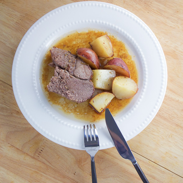 Roasted lamb and potatoes