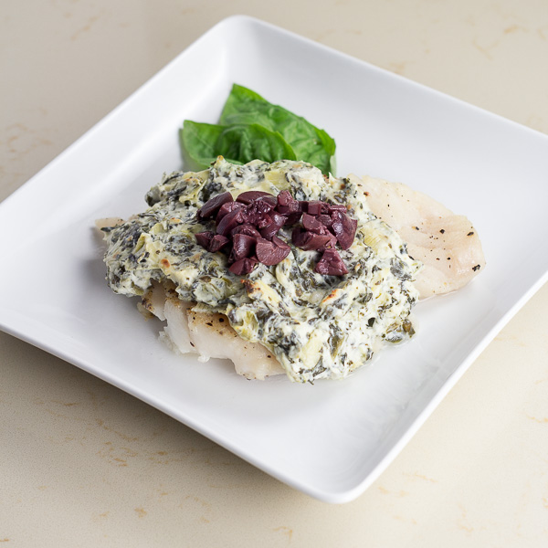 Cod with spinach artichoke spread | a delicious cod recipe that's easy and Mediterranean diet friendly 
