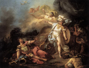 Ares injured by Athena during Trojan war
