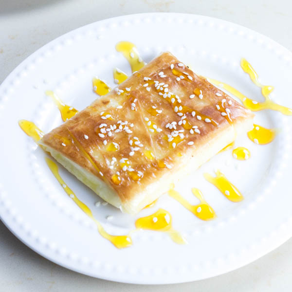 Phyllo Wrapped Feta Cheese With Honey and Sesame Seeds