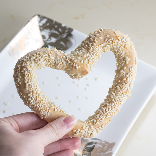 Heart Shaped Greek Sesame Bread Rings. Yes, you can make koulouri in any shape you want.